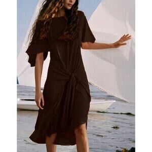 JW Anderson Uniqlo Black Jersey Tie Front Dress - M